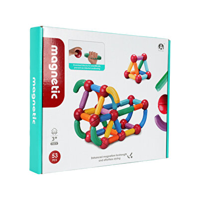 Manyetik Renkli Yapı Çubuklar 53 Parça