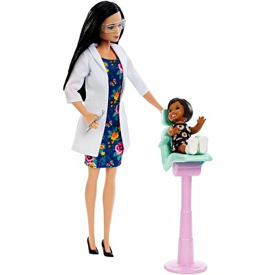 Barbie ve Meslekleri Oyun Setleri Siyah Saçlı Diş Doktoru FXP17