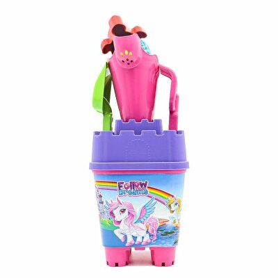 Resimli Mor Kapaklı Full Parçalı Pembe Suluklu Dev Kova Seti 1029