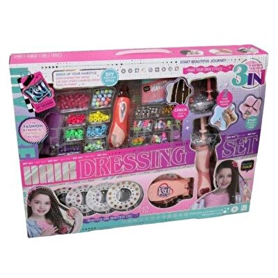 3'ü 1 Arada Simli Işıltılı Saç Örgü ve Boncuk Tasarım Seti