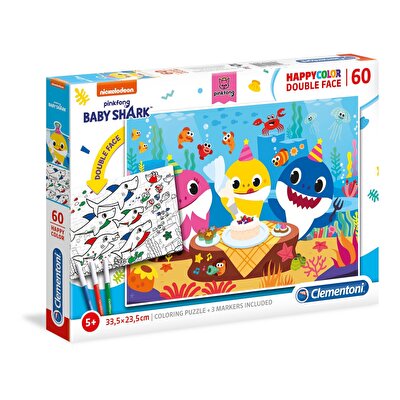 Clementoni Baby Shark İki Taraflı Renkli Puzzle 60 Parça