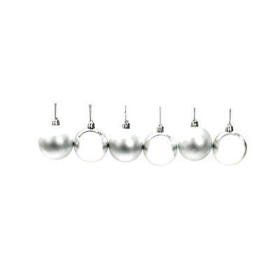 Yılbaşı Ağaç Süsü 6'lı Gümüş Renk Top
