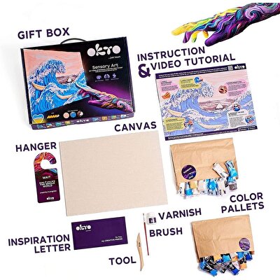 OKTO The Great Wave of Kanagawa 3D Duyusal Sanat Seti