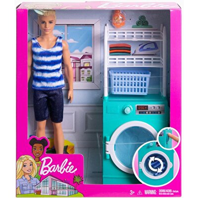 Barbie Yakışıklı Ken Bebek ve Aksesuarları Çamaşır Odası Temalı FYK52