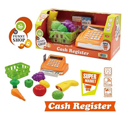 Turuncu Yazar Kasalı Market Seti