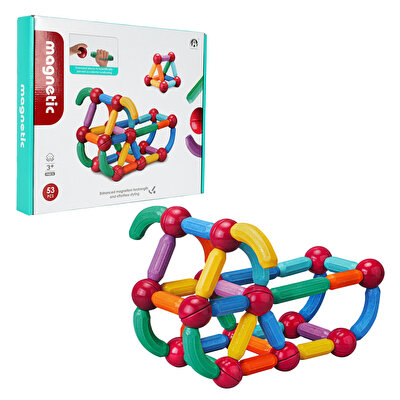 Manyetik Renkli Yapı Çubuklar 53 Parça