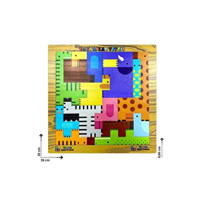 Eğitici Ahşap Oyuncak Hayvanlar Animals Puzzle Tetris