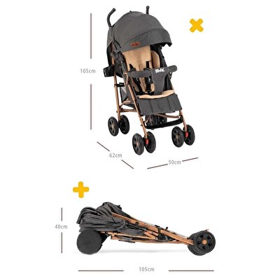 Rival Sweet Tam Yatar Baston Bebek Arabası Gold Antrasit RV111
