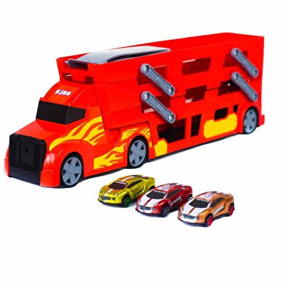 3 Katlı 3 Araçlı Kırmızı Transporter Oyun Seti