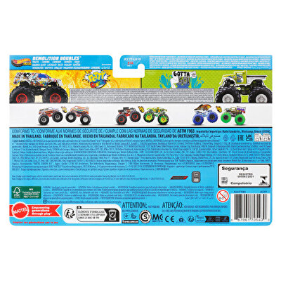 Hot Wheels Monster Trucks Güçlü İkili 1:64 Arabalar Potty Central ve Really Gotta Go JCC77