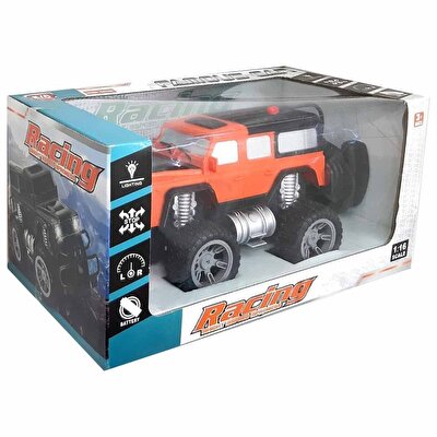 Işıklı Uzaktan Kumandalı Şarjlı Turuncu Jeep 23 Cm