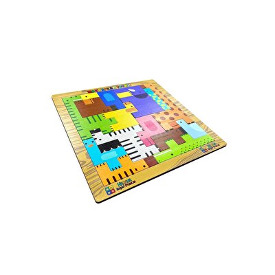 Eğitici Ahşap Oyuncak Hayvanlar Animals Puzzle Tetris