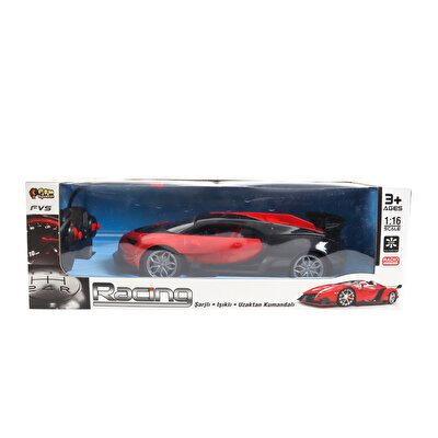 1:16 Ölçekli Uzaktan Kumandalı Şarjlı Bugatti Chiron Kırmızı-Siyah