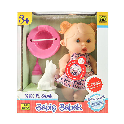 Altını Islatan Bebiş Bebek ve Minik Arkadaşı Pembe Çiçek Desenli Elbise