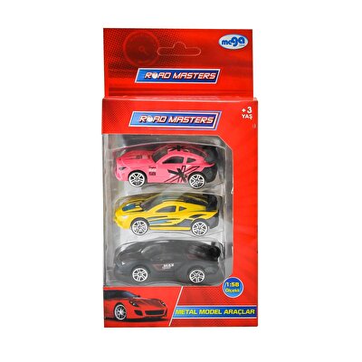 1:58 Die Cast Üçlü Metal Model Araçlar Pembe-Sarı-Siyah