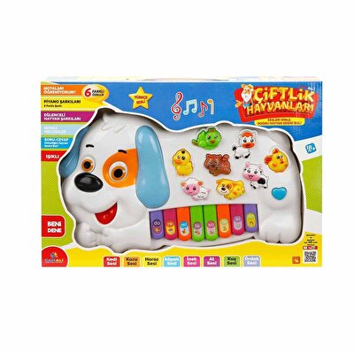 Türkçe Hayvan Sesli Köpek Görünümlü Piyano Beyaz