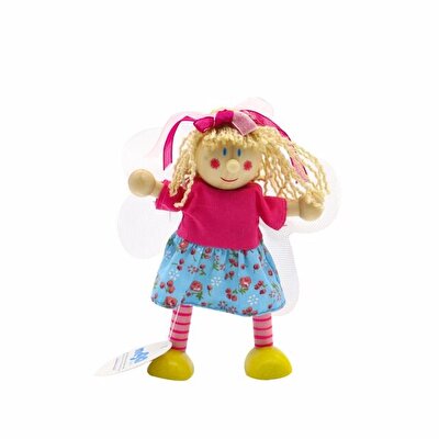 Ahşap Esnek Peri Bebeği Sarı Ayakkabılı