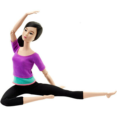 Barbie Sonsuz Hareket Bebeği Kumral Mor Tişörtlü DHL84