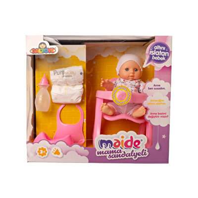 Konuşan Maide Bebek Mama Sandalyeli Oyun Seti Çiçek Tişörtlü