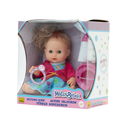 Meli̇s Bebek Altını Islatan (Türkçe Konuşan) 34cm Pembe Hırkalı Mavi̇ Elbi̇seli̇