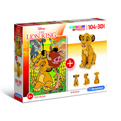 Clementoni 104 Parça Puzzle ve 3D Model Lion King