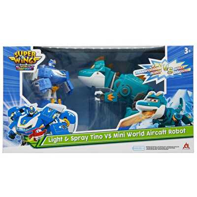 Harika Kanatlar Işıklı Tino ve Mini World Aircraft Robot 2’si 1 Arada Dönüşen Set