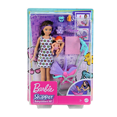 Barbie Bebek Bakıcılığı Oyun Seti Gezdirme Temalı GXT34
