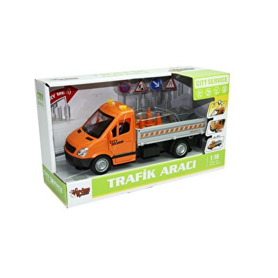 1:16 Ölçekli Sesli Işıklı Turuncu Trafik Aracı