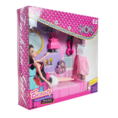 Açık Pembe Etekli Doll Bebek ve Aksesuarlar KK856-A