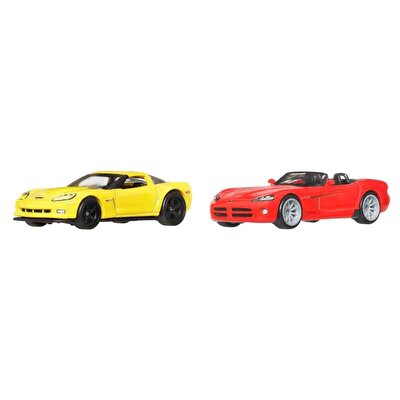 Hot Wheels 2'li̇ Premi̇um Araba Seti 2012 Corvette Z06 Ve 2003 Dodge Viper Srt-10 JHW54