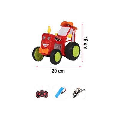 Dans Eden Çılgın Traktör Kumandalı Işıklı ve Müzikli Traktör Kırmızı