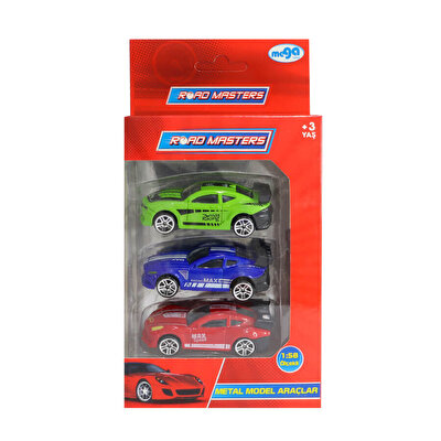 1:58 Die Cast Üçlü Metal Model Araçlar Yeşil-Mavi-Kırmızı