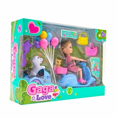 Gaga Love ve Köpeği Motosiklet Gezisi Mavi