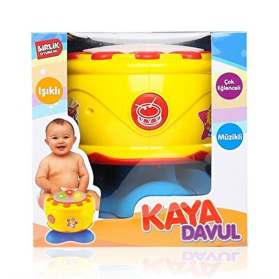 Pilli Işıklı Sesli Kaya Davul Sarı