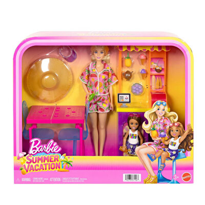 Barbie Yaz Tatili Bebek ve Smoothie Standı Oyun Seti JLX41