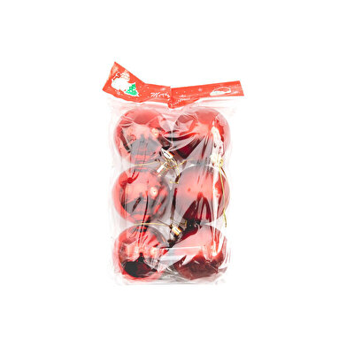 Yılbaşı Ağaç Süsü 6'lı Büyük Kırmızı Renk Top