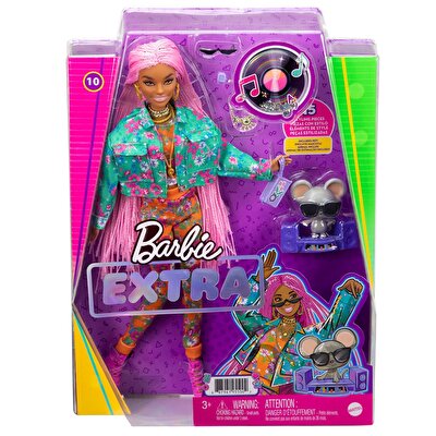 Barbie Extra Pembe Örgü Saçlı Bebek GXF09