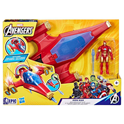 Marvel Avengers Epic Hero Serisi Iron Man Repulsor Blast Savaş Jeti ve Aksiyon Figürü F9329