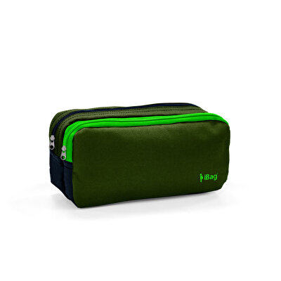 iBag İki Bölmeli Kalem Çantası Parçalı Yeşil