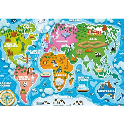Ks Puzzle Colorful World Map Jumbo Boy Puzzle 50 Parça