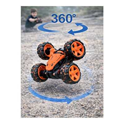 Uzaktan Kumandalı Led Işıklı ve Müzikli Akrobat Araba 360° Dönebilen Stunt Araba Turuncu
