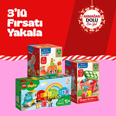 3’ü Bir Arada Yılbaşı Oyuncak Seti Renkli Terazi Bultak Kova ve Sayı Treni