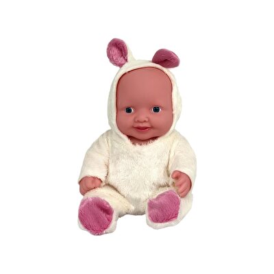 Tavşan Kostümlü Sesli Roza Et Bebek Beyaz
