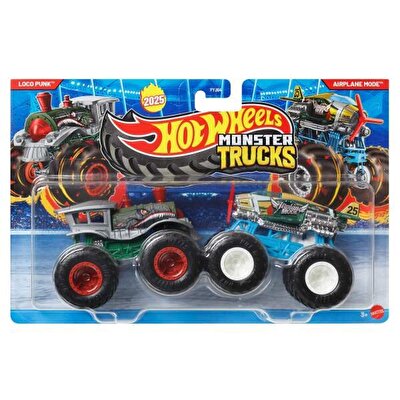 Hot Wheels Monster Trucks Güçlü İkili 1:64 Arabalar Loco Punk ve Airplane Mode JCC66