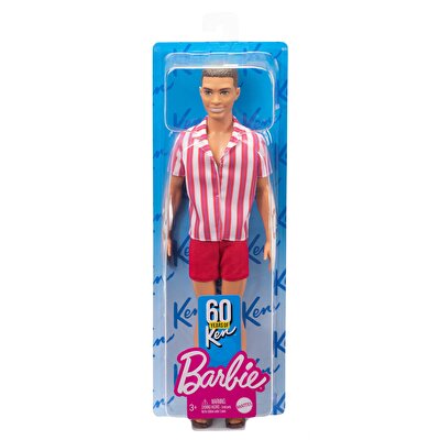 Barbie Ken 60. Yıl Bebeği  Kırmızı Şortlu Çizgili Gömlekli GRB42