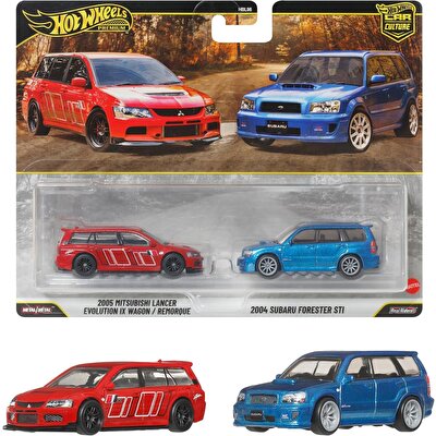 Hot Wheels 2'li̇ Premium Araba 2005 Mitsubishi Lancer Evolution IX Wagon & 2004 Subaru Forester STI JHW46