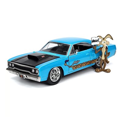 Jada Looney Tunes Roadrunner Plymouth 1970 1:24 Ölçek Araba ve Figür 7 Cm