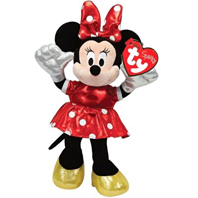 TY Parlak Kırmızı Elbiseli Minnie Mouse Peluş 15 Cm