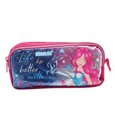 Bubbles Life Is Better With Friends Hologramlı Kalem Çantası