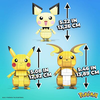 Mega Pokemon Yap ve Oyna Figürler Pikachu'nun Üç Evrimi Yapı Seti GYH06